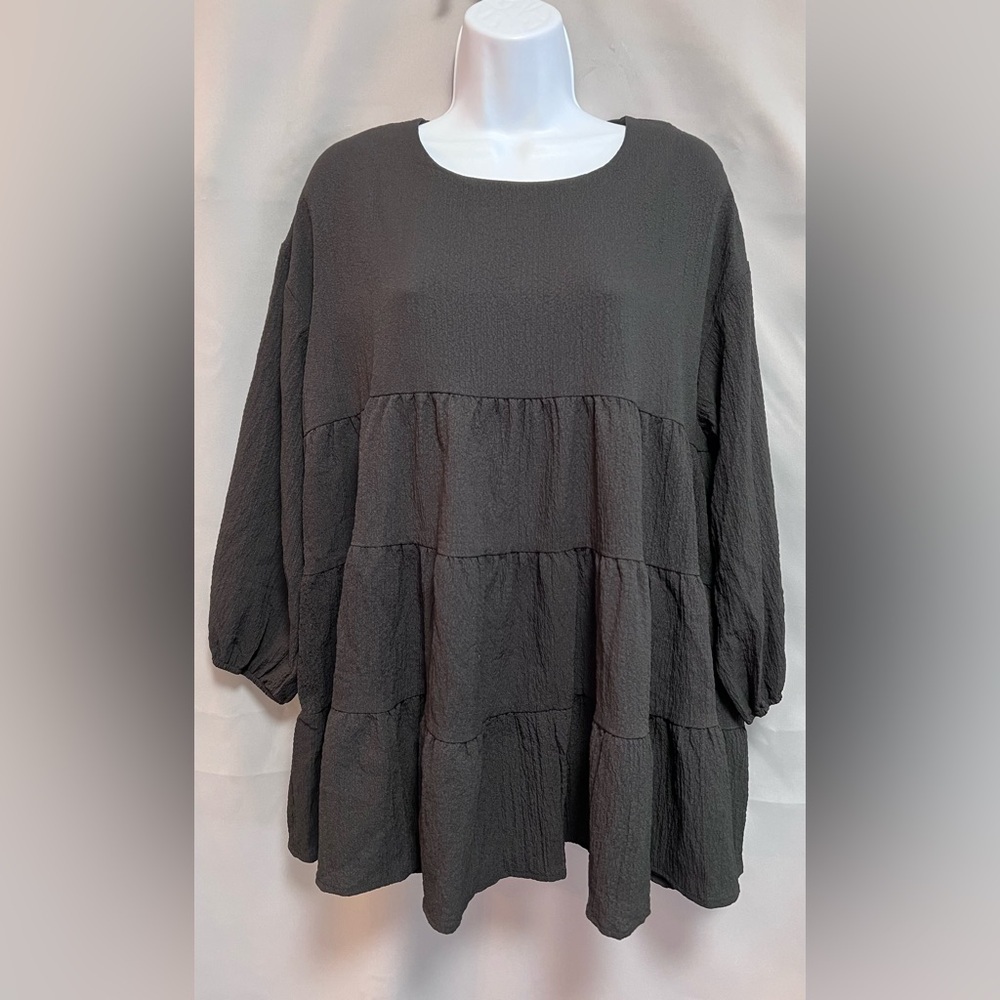 BooHoo Women’s Black Long Sleeve Top Blouse Boho NWT Sz 12‎